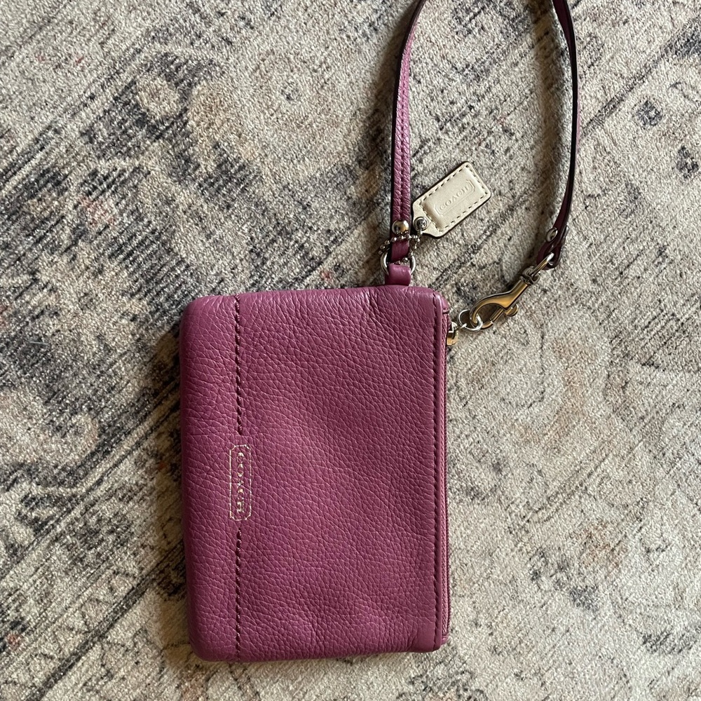 Coach Raspberry Leather Wristlet